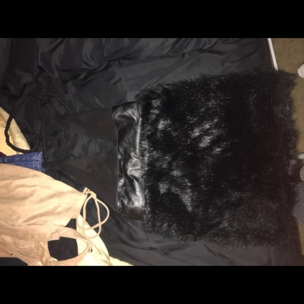 Faux fur black dress